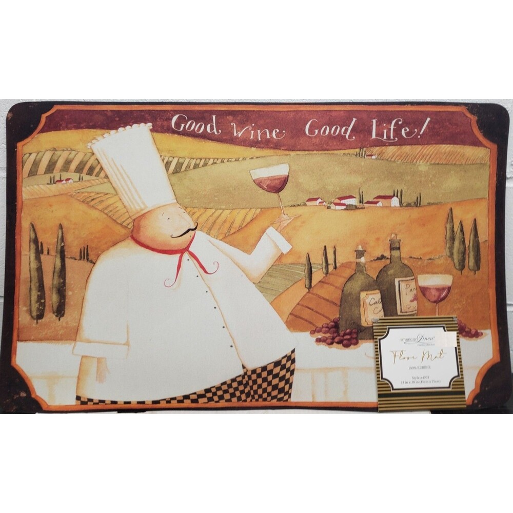 Anti-Fatigue Bendable Rubber Floor Mat (18"x30") FAT CHEF,GOOD WINE,GOOD LIFE,AL